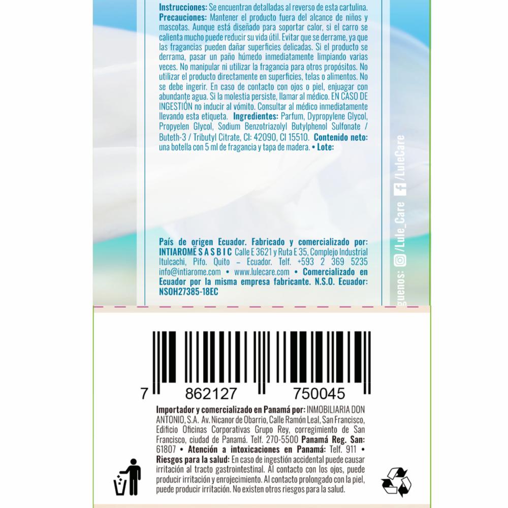 Difusor Ambiental Para Auto Fragancia Happy Linens LULË AROMË 5 Ml - Imagen 2