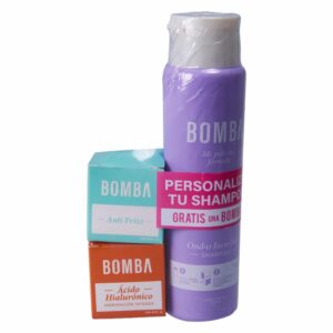 Pack Bomba Mix Shampoo Ondas Increíble+Bomba Control Caída+Bomba Anti Friz GOLDERIE 370 Ml