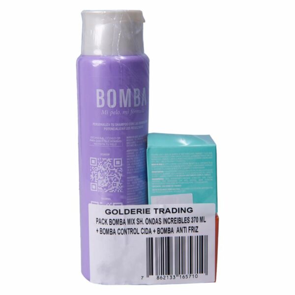 Pack Bomba Mix Shampoo Ondas Increíble+Bomba Control Caída+Bomba Anti Friz GOLDERIE 370 Ml - Imagen 2