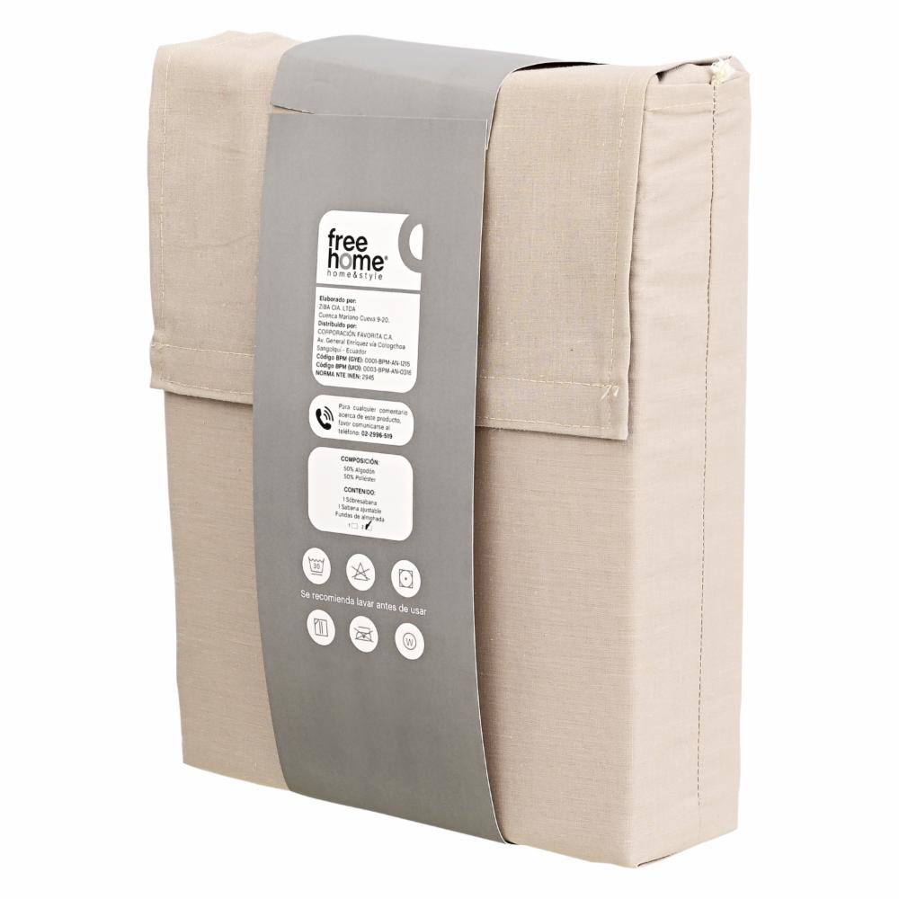 Juego De Sábanas Polialgodon Arena FREE HOME 3 Plazas - Imagen 2