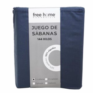 Juego De Sábanas Polialgodón Azul Noche FREE HOME