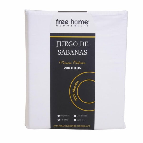 Juego De Sábanas Algodón Blanco FREE HOME
