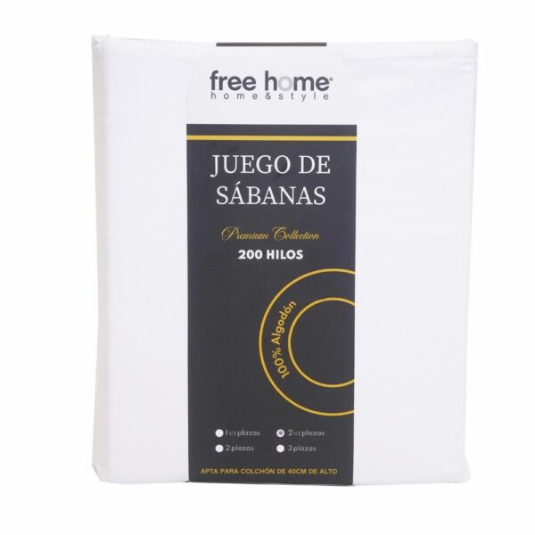 Juego De Sábanas Algodón Blanco FREE HOME - Imagen 6