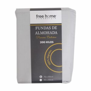 Funda De Almohada Algodón Gris FREE HOME X 2 Uds