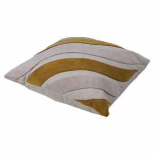 Cojín Con Cierre Beige Con Franjas Mostaza POMAROSA 45 X 45 Cm