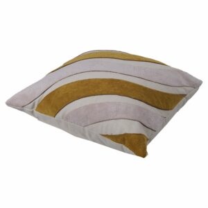 Cojín Con Cierre Beige Con Franjas Mostaza POMAROSA 45 X 45 Cm