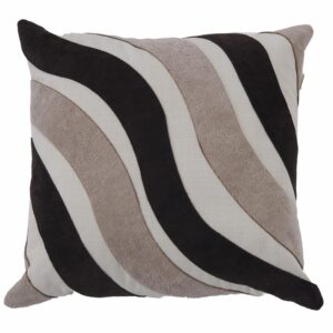 Cojín Con Cierre Beige Con Franjas Café POMAROSA 45 X 45 Cm