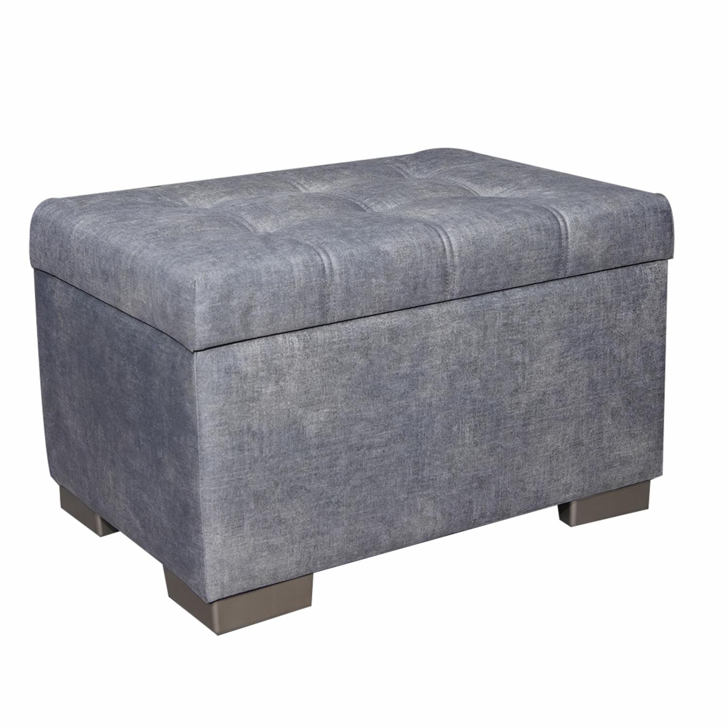 Ottoman Baúl Astra Gris CHAIDE 70 X 50 X 45 Cm - Imagen 2