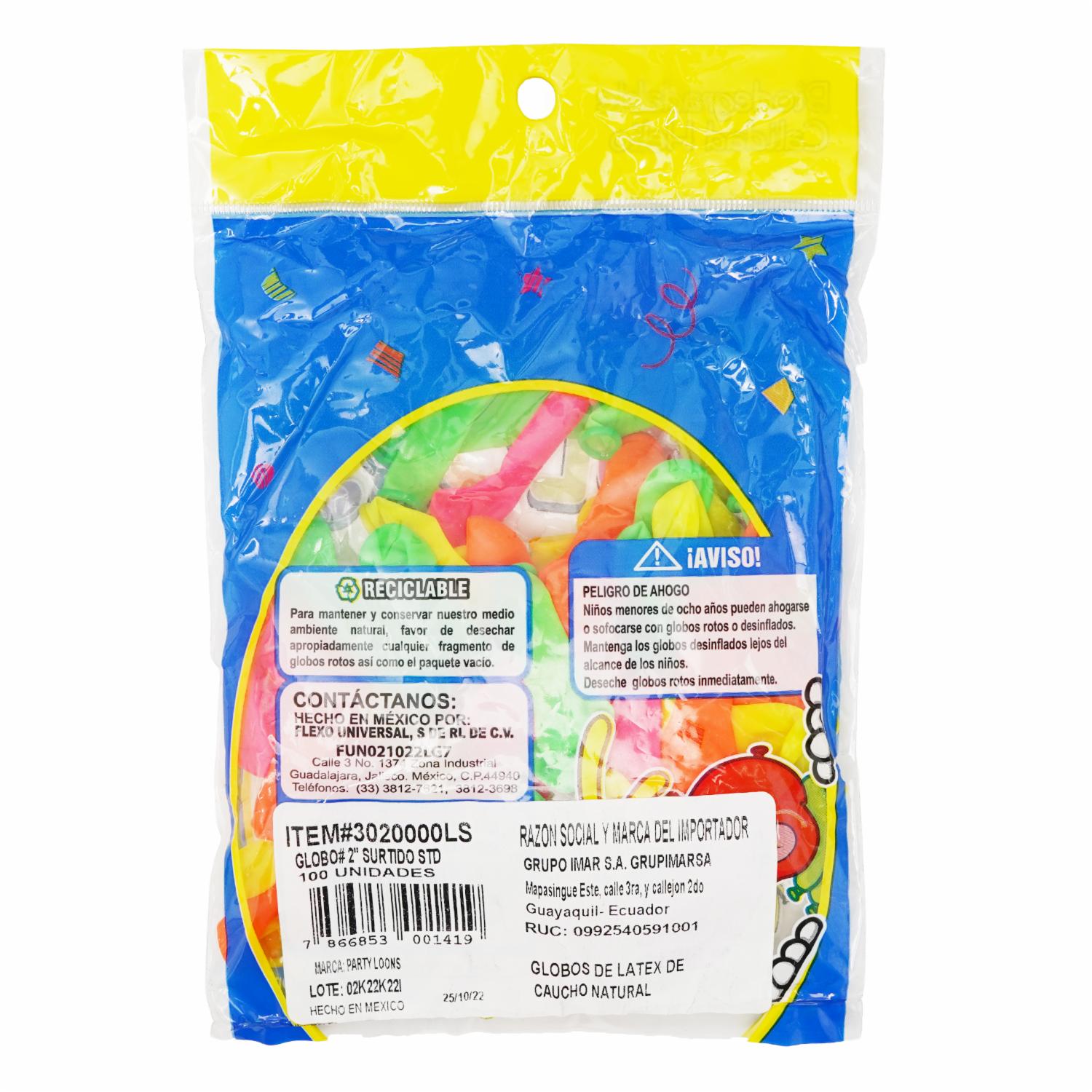 Globo Surtido X 100 PARTY COLORS N2 - Imagen 2