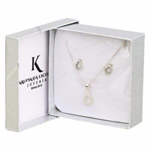 Collar Y Aretes Para Dama Gota Abierta De Circones Circones Blancos KRUPSKAYA ESCOBAR 2 Piezas