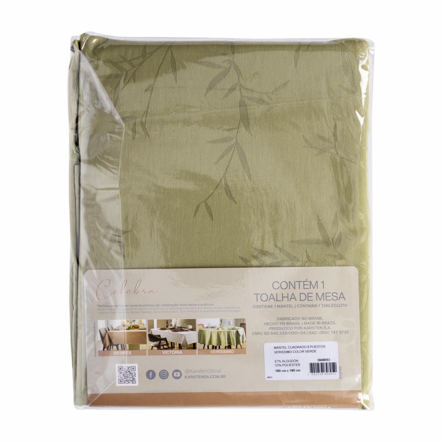 Mantel Cuadrado Verissimo Verde 8 Puestos KARSTEN - Imagen 2