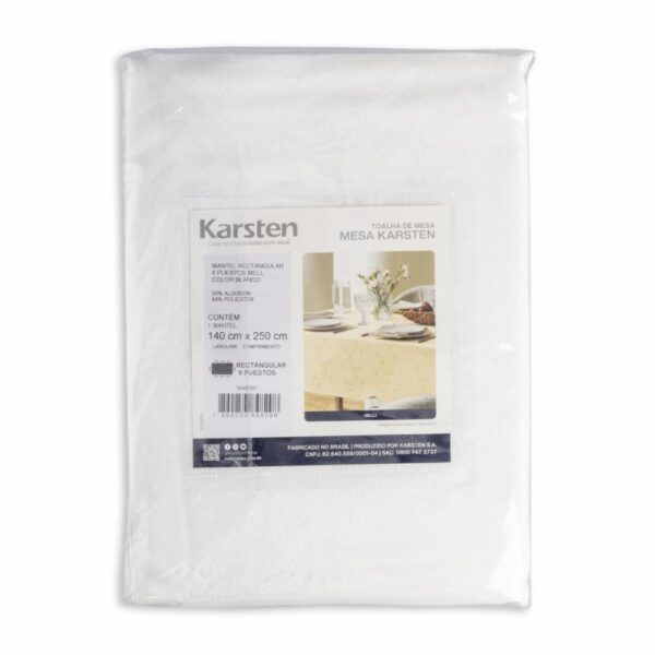 Mantel Rectangular Diseño Melli Blanco 8 Puestos KARSTEN - Imagen 2