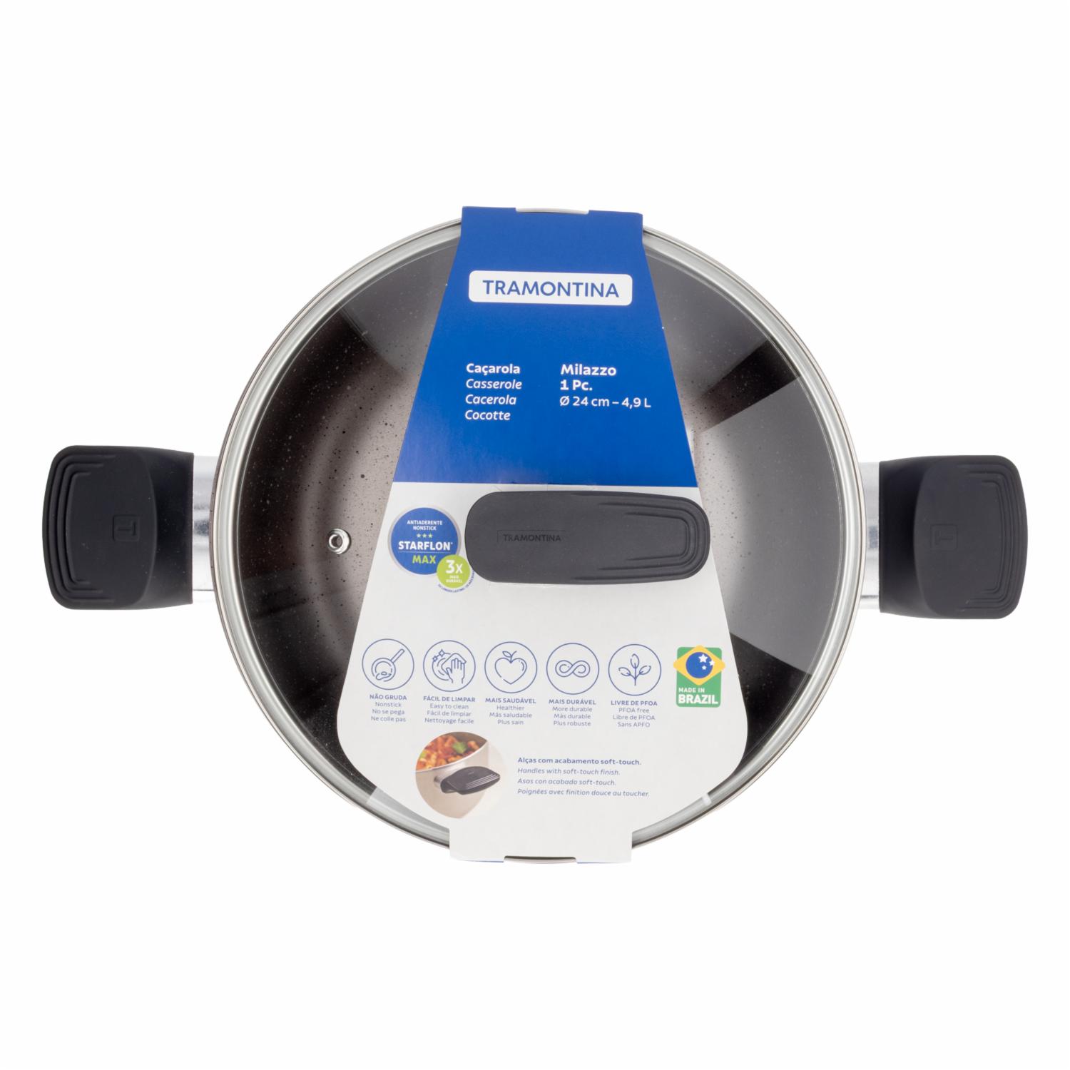 Olla Antiadherente Con Tapa De Vidrio Milazzo TRAMONTINA 24 Cm - Imagen 4