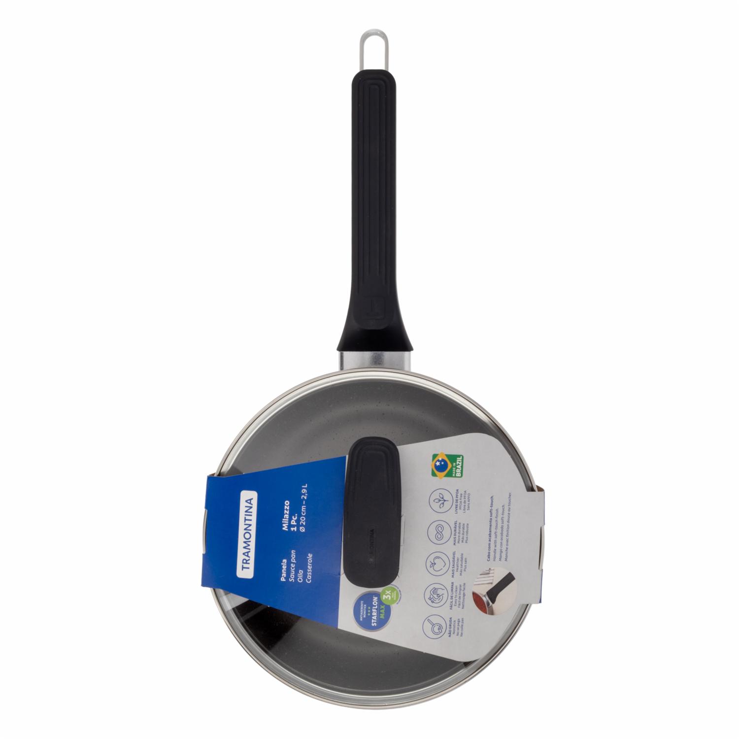 Cacerola Antiadherente Con Tapa De Vidrio Milazzo TRAMONTINA 20 Cm - Imagen 4