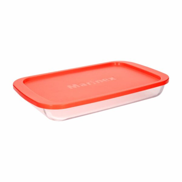 Bandeja Refractaria Rectangular Con Tapa Roja MARINEX 2.9 Litros