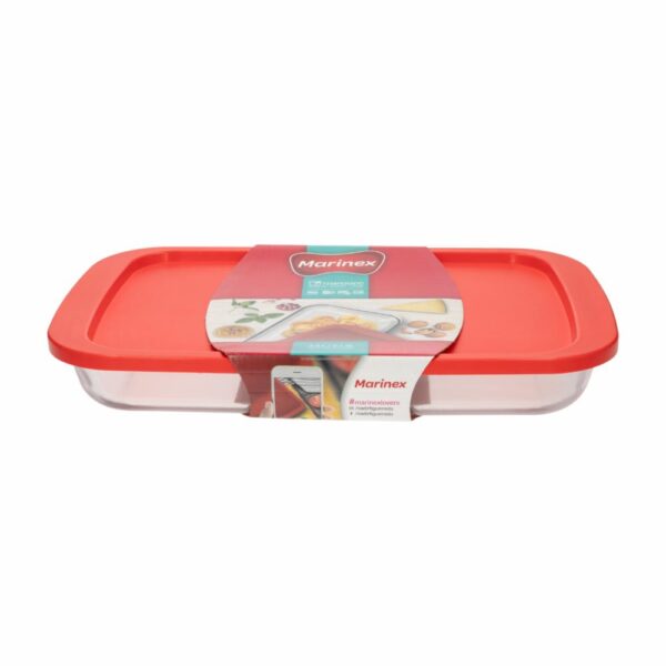 Bandeja Refractaria Rectangular Con Tapa Roja MARINEX 2.9 Litros - Imagen 2