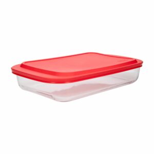 Bandeja Refractaria Rectangular Con Tapa Roja MARINEX 5 Litros
