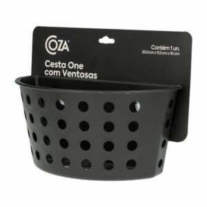 Canasta Plástica Con Ventosa Línea One Negra COZZA 20.3X11.5X10 Cm