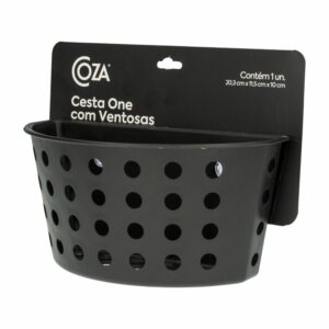 Canasta Plástica Con Ventosa Línea One Negra COZA 20.3X11.5X10 Cm
