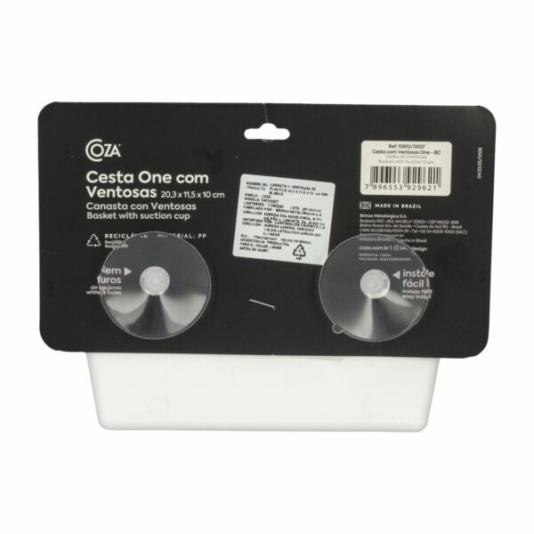 Canasta Plástica Línea One Color Blanco COZA 20.3X11.5X10 Cm - Imagen 2