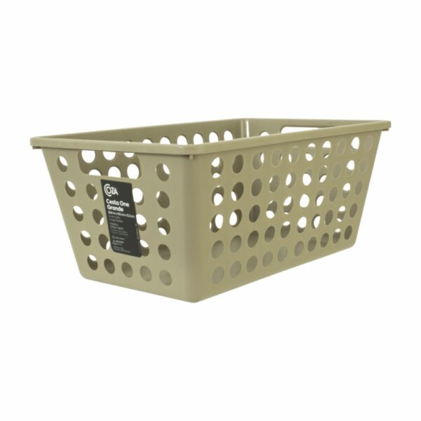Canasta Plástica Línea One Color Warm Gray COZZA 28.8X19.1X12.3 Cm