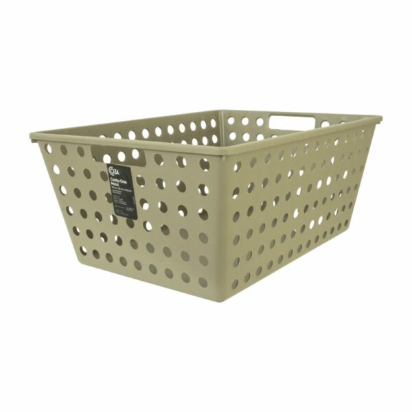 Canasta Plástica Línea One Color Warm Gray COZZA 39X30X16.8 Cm