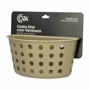 Canasta Plástica Con Ventosa Línea One Warm Gray COZZA 20.3X11.5X10 Cm