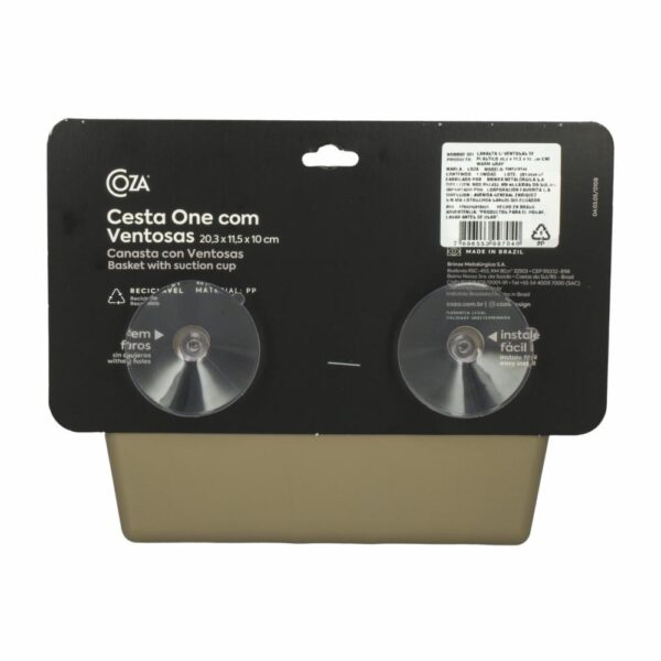 Canasta Plástica Con Ventosa Línea One Warm Gray COZZA 20.3X11.5X10 Cm - Imagen 2
