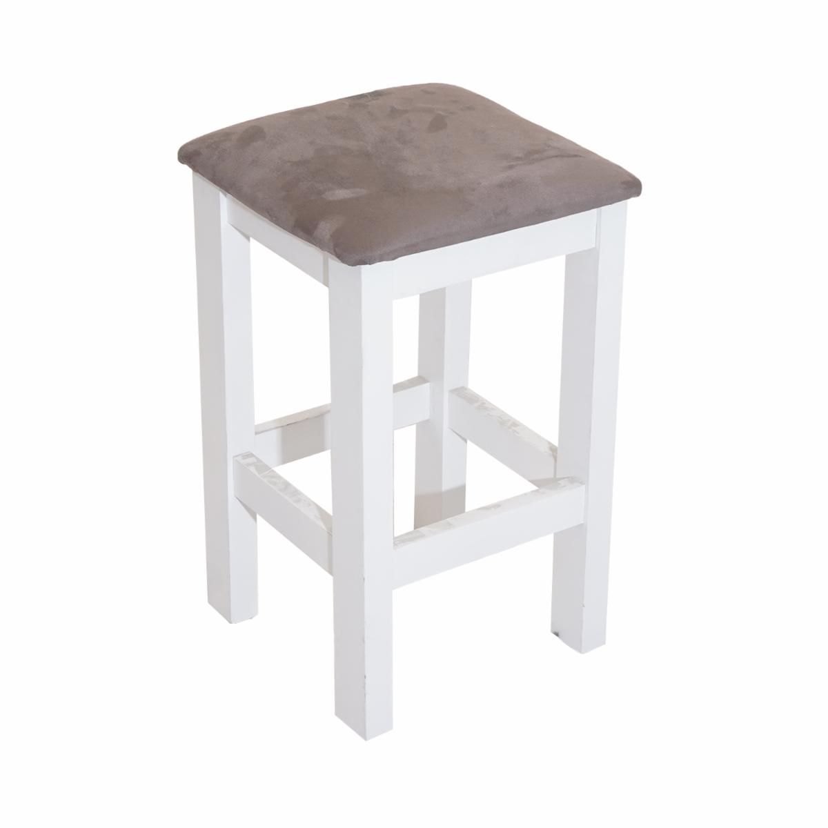 Banco Cuadrado Blanco Con Tapizado A39 MENEGHETTI Textil y Madera