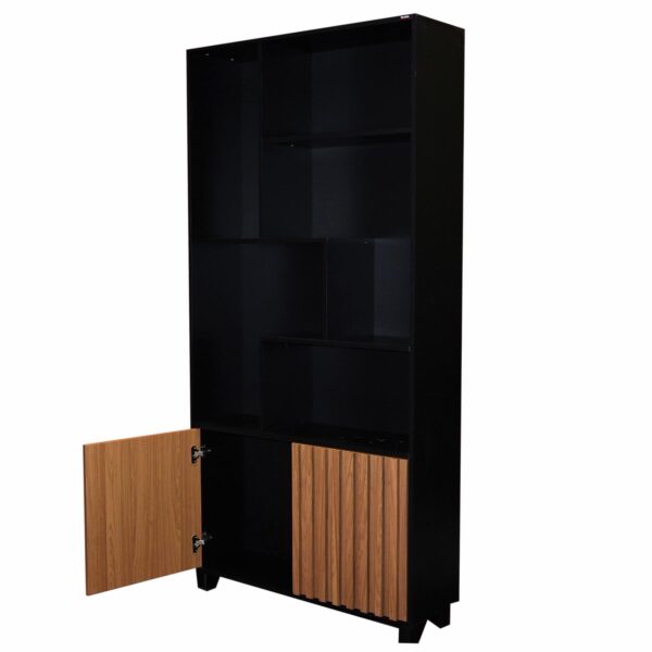 Librero Industrial 2 Puertas 5 Nichos Color Negro Feijó DALLA COSTA MDF - Imagen 4
