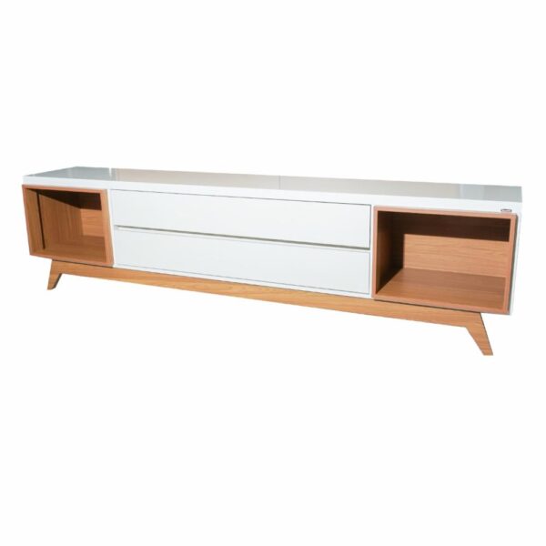 Rack De Tv 2 Cajones Off Blanco DALLA COSTA MDF - Imagen 2