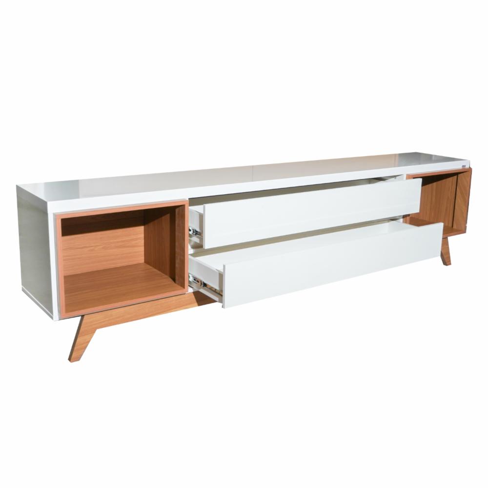 Rack De Tv 2 Cajones Off Blanco DALLA COSTA MDF - Imagen 4