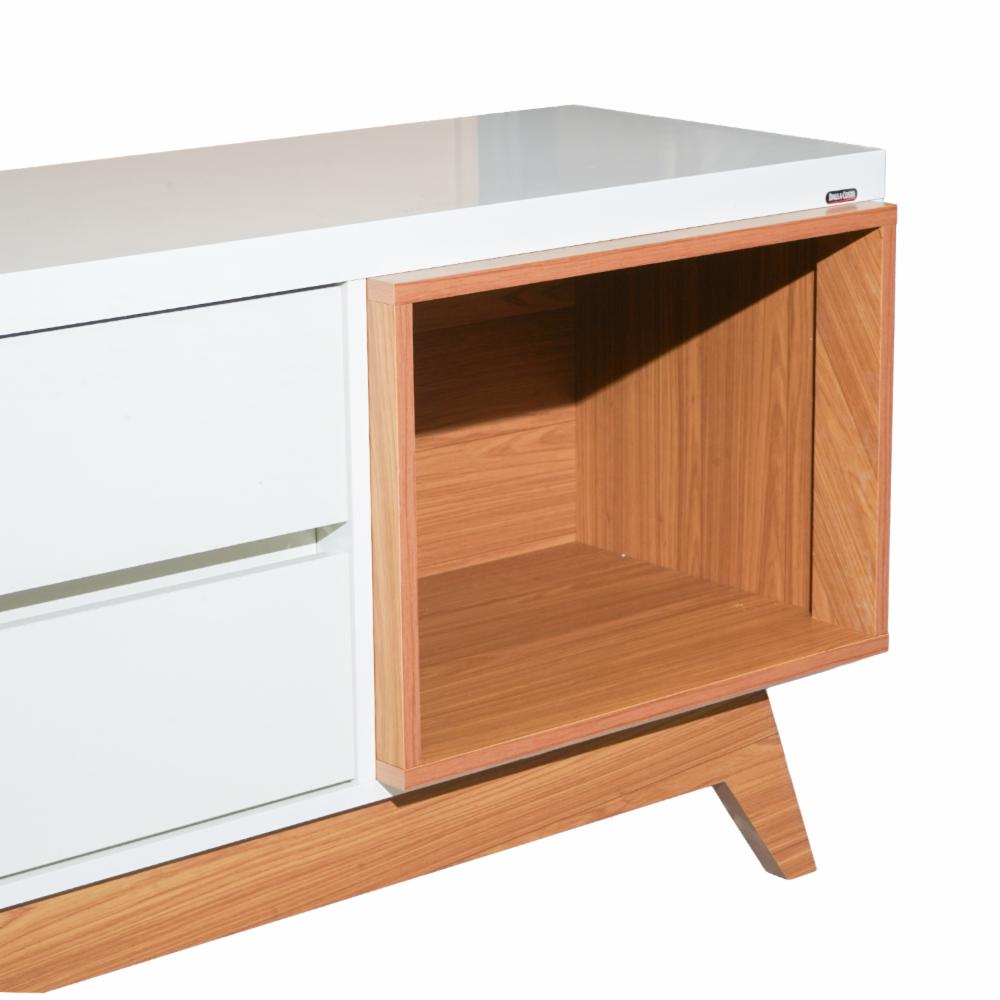 Rack De Tv 2 Cajones Off Blanco DALLA COSTA MDF - Imagen 5