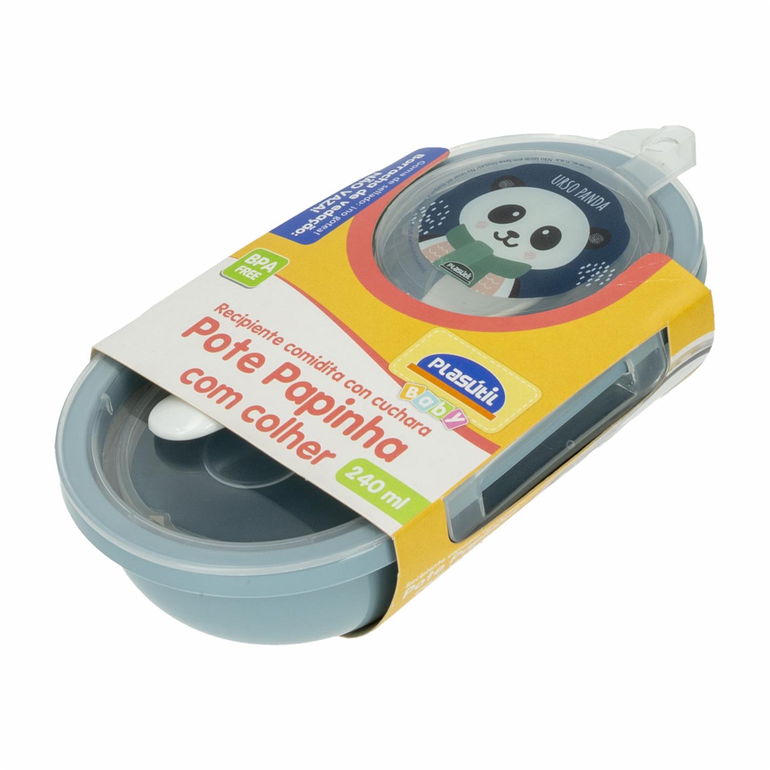 Recipiente Para Comida Con Cuchara Azul PLASÚTIL 240 Ml - Imagen 2