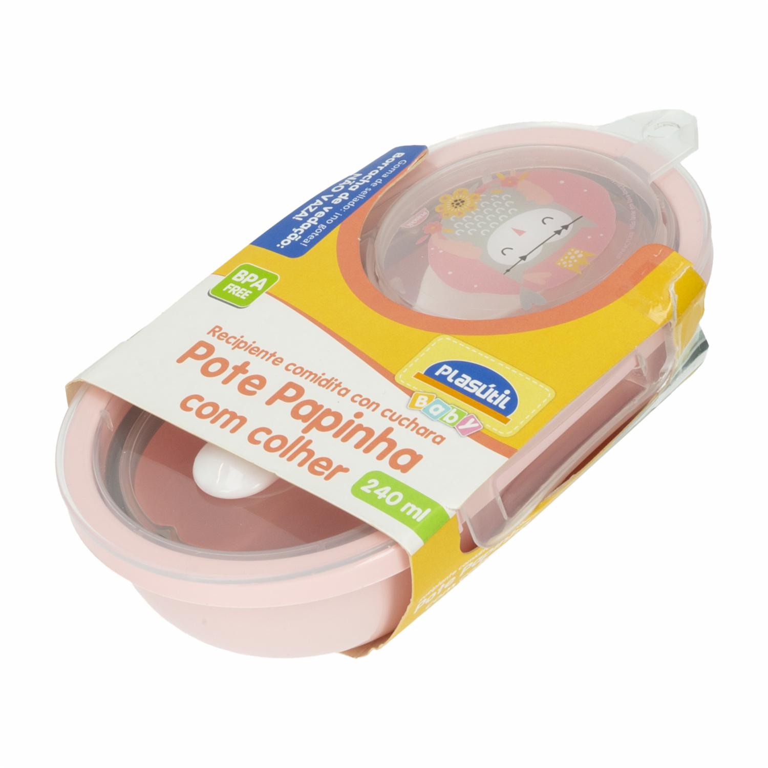 Recipiente Para Comida Con Cuchara Rosa PLASÚTIL 240 Ml - Imagen 2