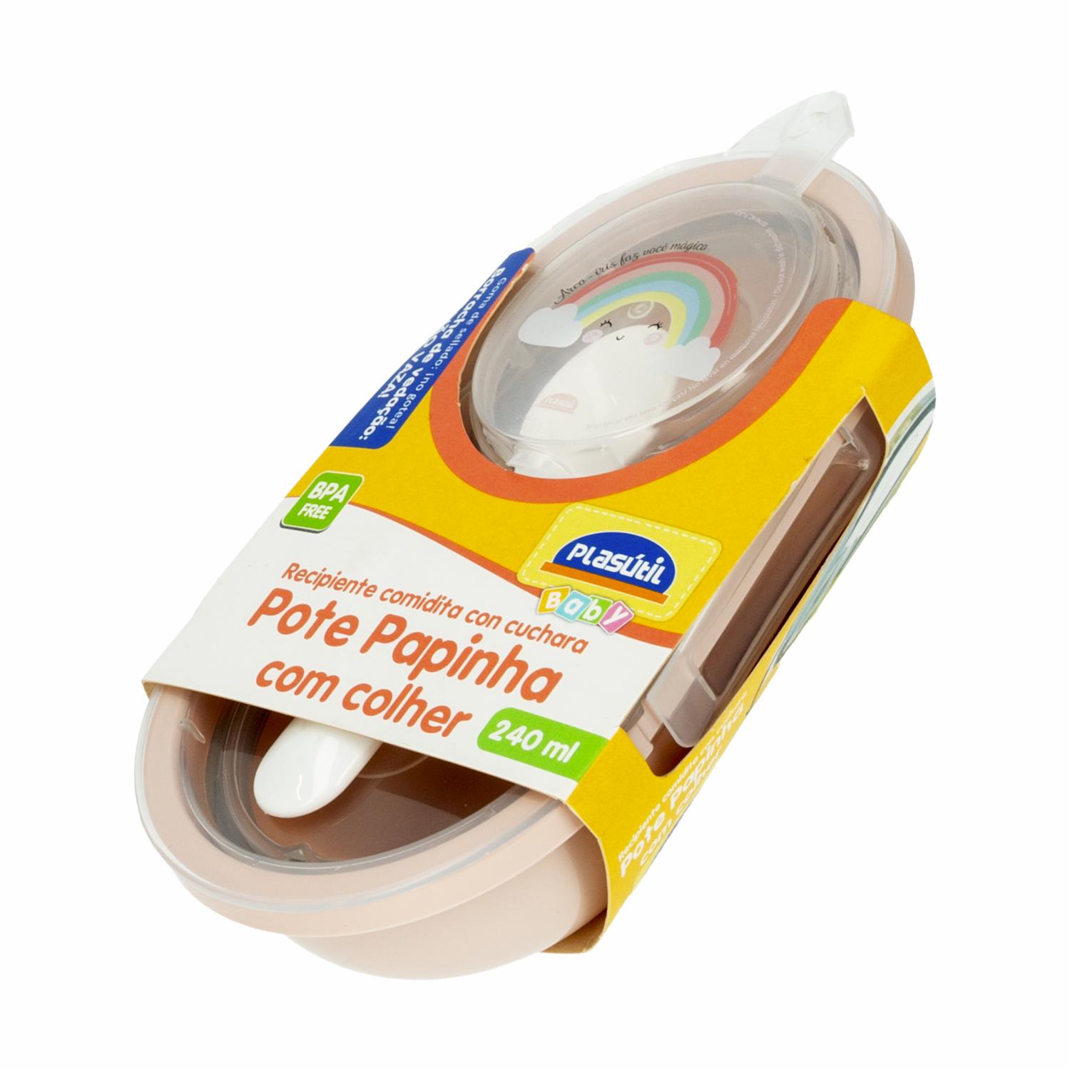 Recipiente Para Comida Con Cuchara Arcoíris PLASÚTIL 240 Ml - Imagen 2