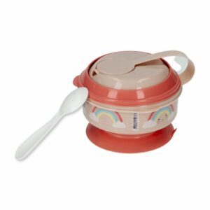 Recipiente Para Comida Con Prensador Y Cuchara Color Arcoíris PLASUTIL 300 Ml