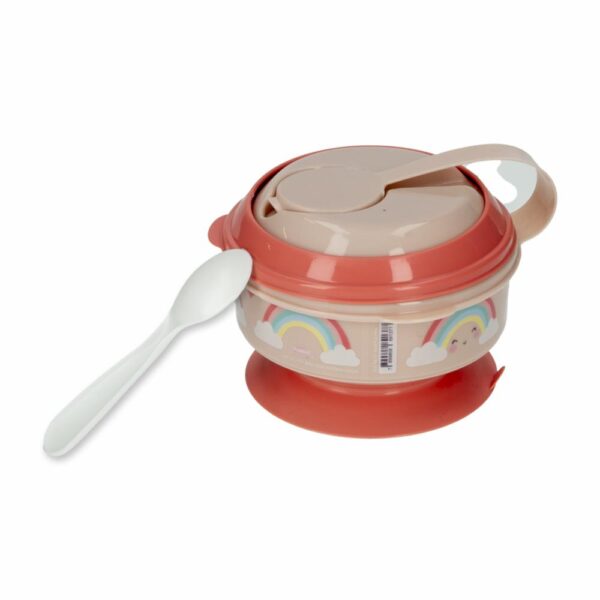 Recipiente Para Comida Con Prensador Y Cuchara Color Arcoíris PLASUTIL 300 Ml