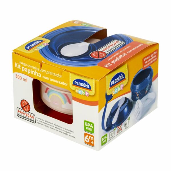 Recipiente Para Comida Con Prensador Y Cuchara Color Arcoíris PLASUTIL 300 Ml - Imagen 2