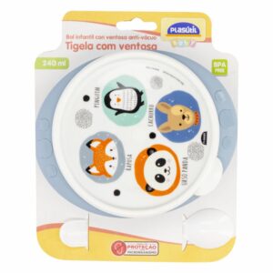 Bowl Infantil Con Ventosa Y Cuchara Azul PLASUTIL 320 Ml