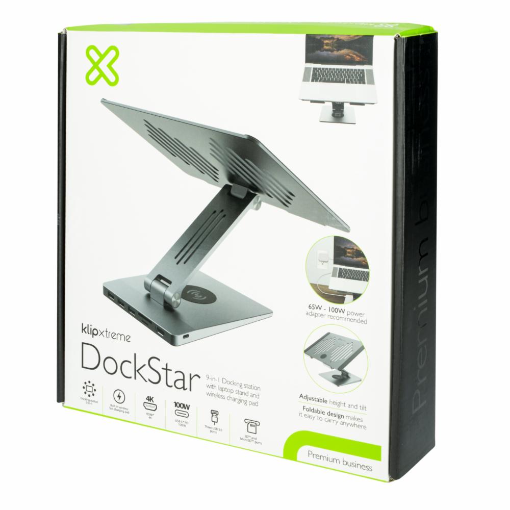 Estación De Acoplamiento 9 En 1 Con Soporte Para Laptop Y Plataforma De Carga Inalámbrica KLIPXTREME 15,6" - Imagen 3