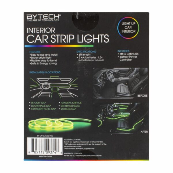 Tiras De Luz LED Para Interior De Auto BYTECH 1.82 M - Imagen 2