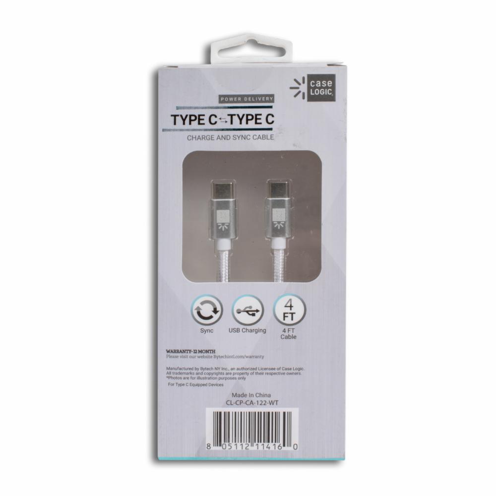 Cable Tipo C A Tipo C Blanco 60 W BYTECH 4 Pies - Imagen 2
