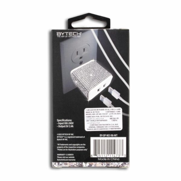 Cargador De Pared Dual USB BYTECH 2,4 Amp - Imagen 2