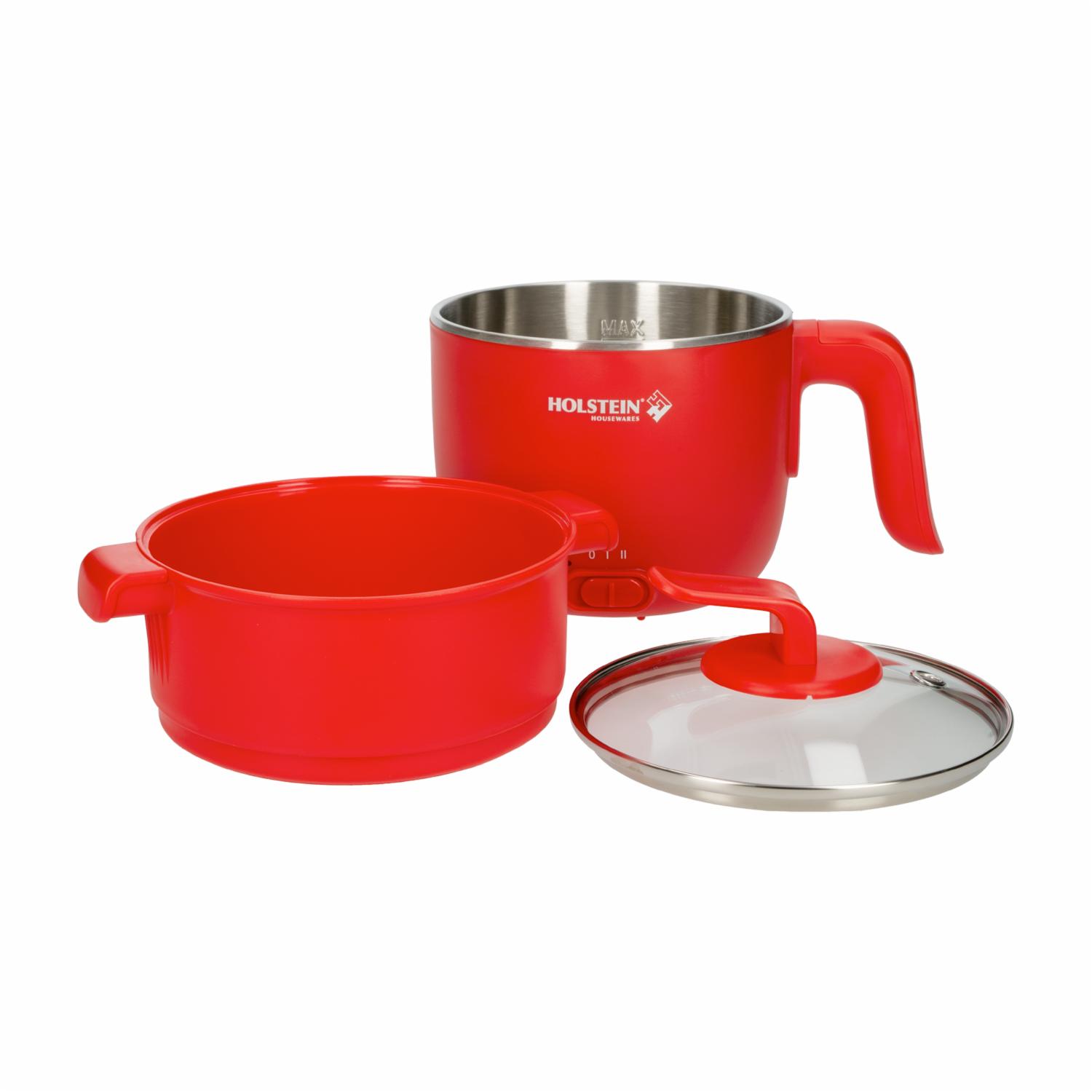 Olla Eléctrica Multiusos Roja Con Vaporera HH-09101023R HOLSTEIN 1.8 Litros - Imagen 2