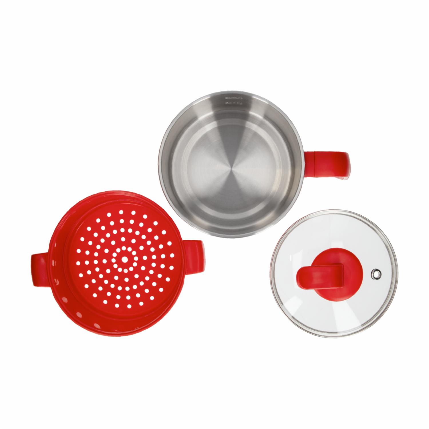 Olla Eléctrica Multiusos Roja Con Vaporera HH-09101023R HOLSTEIN 1.8 Litros - Imagen 3