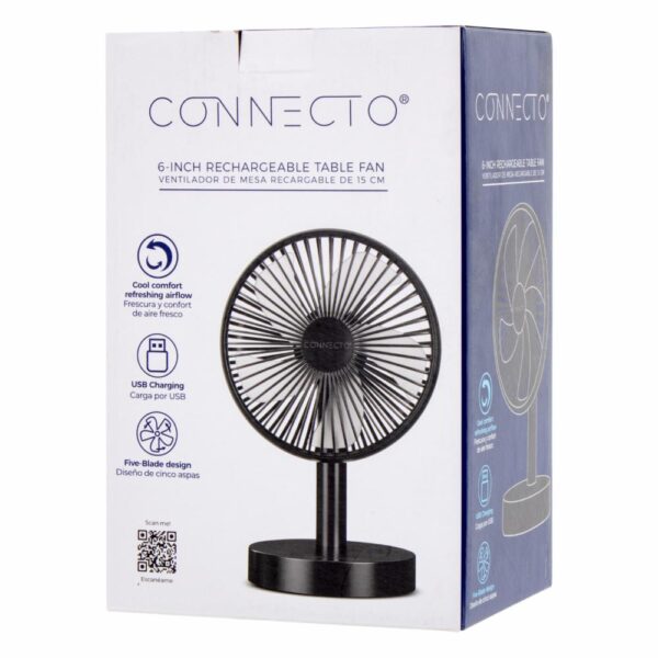 Ventilador De Mesa Recargable 3 Velocidades CONNECTO CVT-004B - Imagen 6