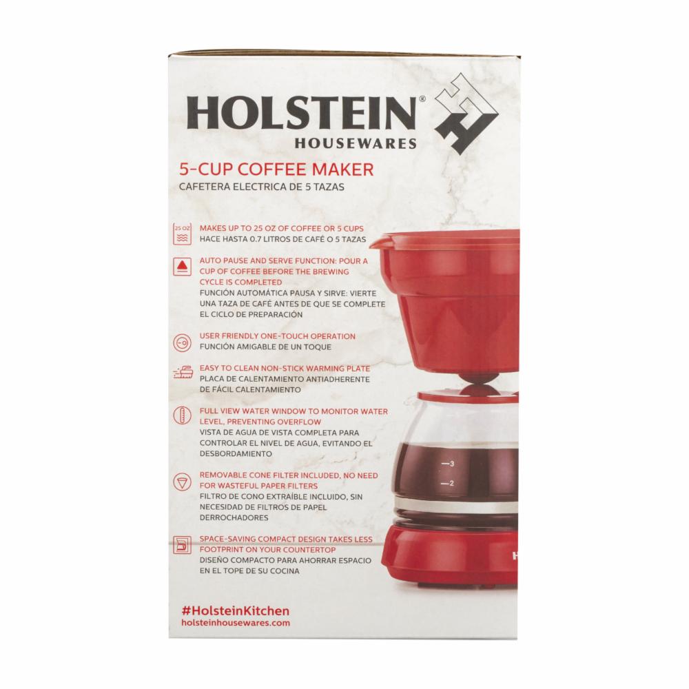 Cafetera Eléctrica Con Nivel De Agua HH-0914701R HOLSTEIN 5 Tazas - Imagen 8