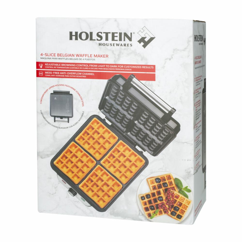 Wafflera Electrica Para Panes Belgas HH-09037020B HOLSTEIN 4 Rebanadas - Imagen 4