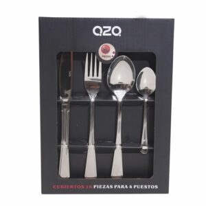 Juego De Cubiertos Color Plata 4 Puestos QZQ 16 Piezas